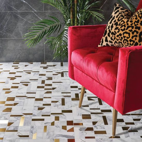 terrazo tile flooring with chair